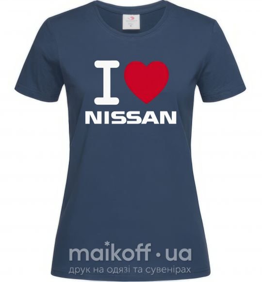 Жіноча футболка I Love Nissan Темно-синій фото