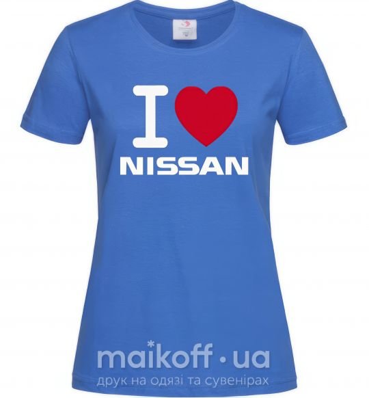 Женская футболка I Love Nissan Ярко-синий фото