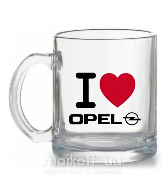 Чашка стеклянная I Love Opel Прозрачный фото