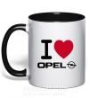 Чашка з кольоровою ручкою I Love Opel Чорний фото
