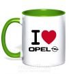 Чашка с цветной ручкой I Love Opel Зеленый фото