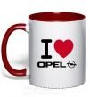 Чашка с цветной ручкой I Love Opel Красный фото