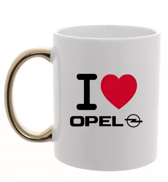 Чашка з кольоровою ручкою I Love Opel Золото фото