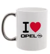 Чашка з кольоровою ручкою I Love Opel Срібло фото