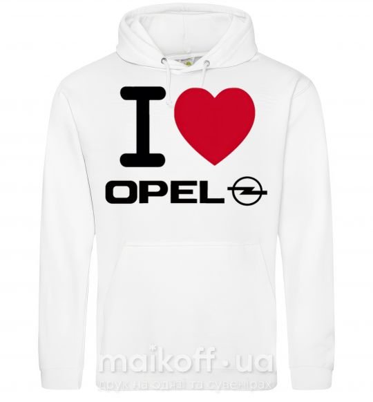 Мужская толстовка (худи) I Love Opel Белый фото