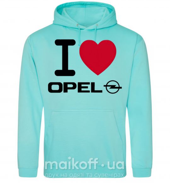 Чоловіча толстовка (худі) I Love Opel М'ятний фото