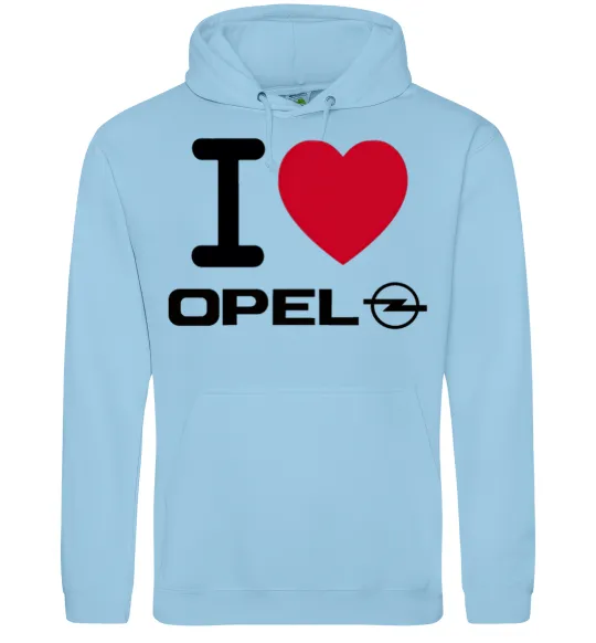 Женская толстовка (худи) I Love Opel Голубой фото