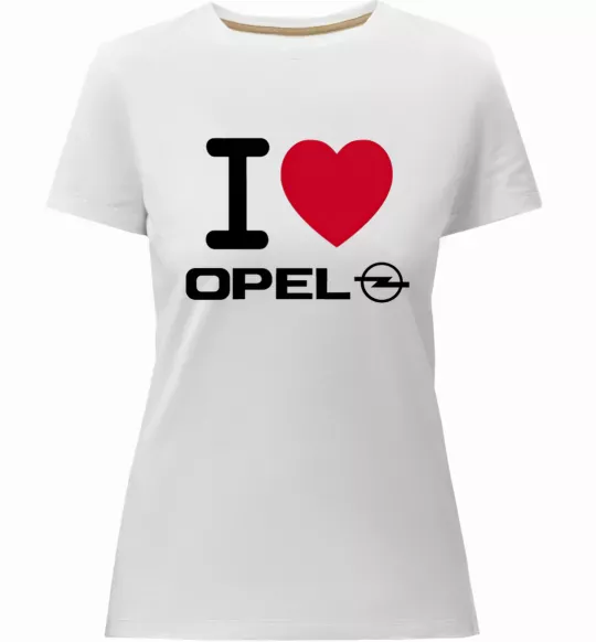 Жіноча преміум футболка I Love Opel Білий фото