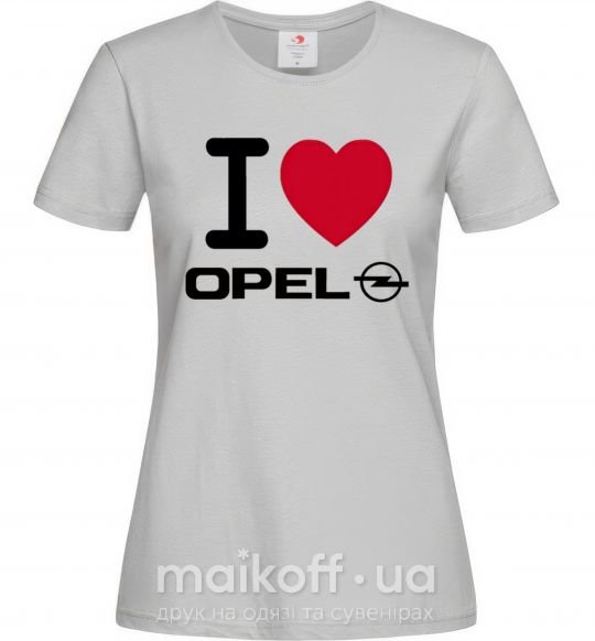 Женская футболка I Love Opel Серый фото
