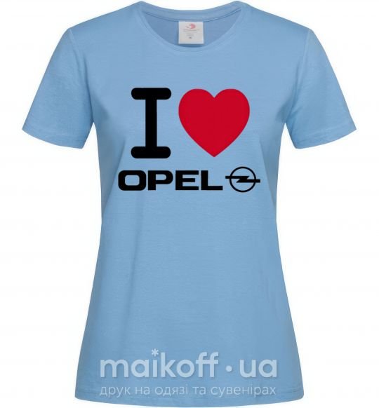 Жіноча футболка I Love Opel Блакитний фото