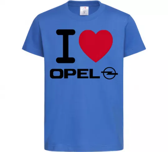 Детская футболка I Love Opel Ярко-синий фото