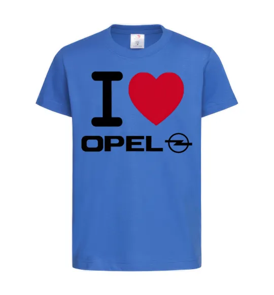 Детская футболка I Love Opel Ярко-синий фото