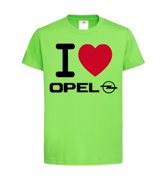 Детская футболка I Love Opel Лаймовый фото