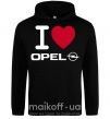 Чоловіча толстовка (худі) I Love Opel Чорний фото