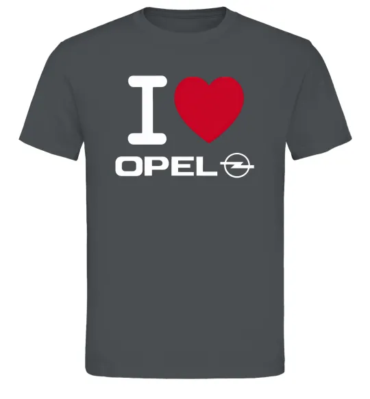 Чоловіча футболка I Love Opel Графіт фото