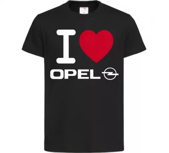 Детская футболка I Love Opel Черный фото