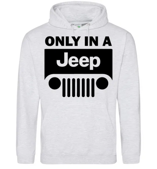 Женская толстовка (худи) Only in a Jeep Серый меланж фото