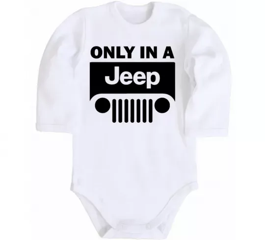 Дитячий бодік Only in a Jeep Білий фото