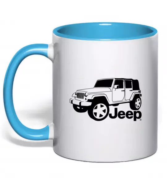 Чашка з кольоровою ручкою JEEP Блакитний фото