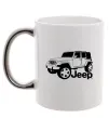 Чашка з кольоровою ручкою JEEP Срібло фото