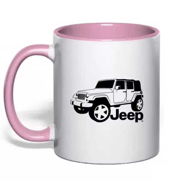 Чашка з кольоровою ручкою JEEP Ніжно рожевий фото