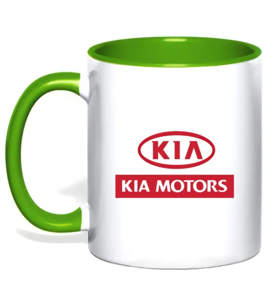 Чашка з кольоровою ручкою Kia Motors Лаймовий фото