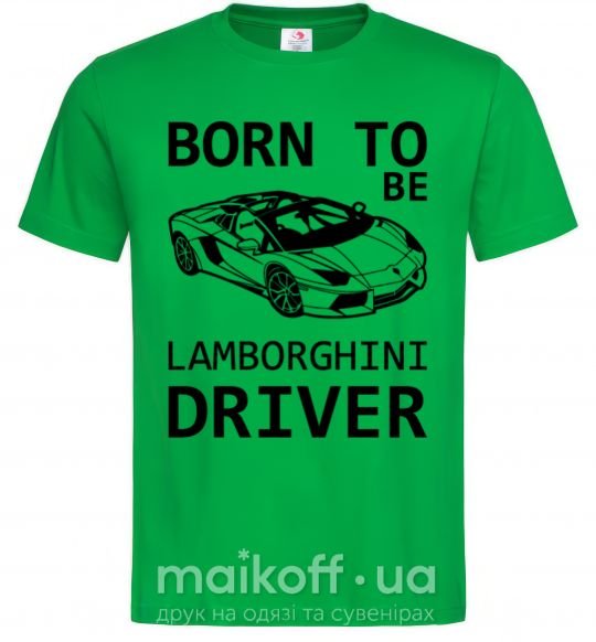 Мужская футболка Born to be Lamborghini driver Зеленый фото