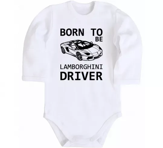 Дитячий бодік Born to be Lamborghini driver Білий фото