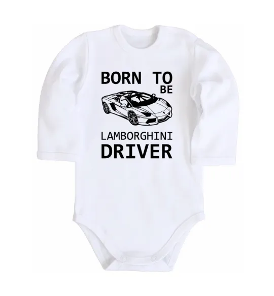 Дитячий бодік Born to be Lamborghini driver Білий фото