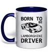 Чашка с цветной ручкой Born to be Lamborghini driver Глубокий темно-синий фото