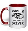 Чашка з кольоровою ручкою Born to be Lamborghini driver Червоний фото