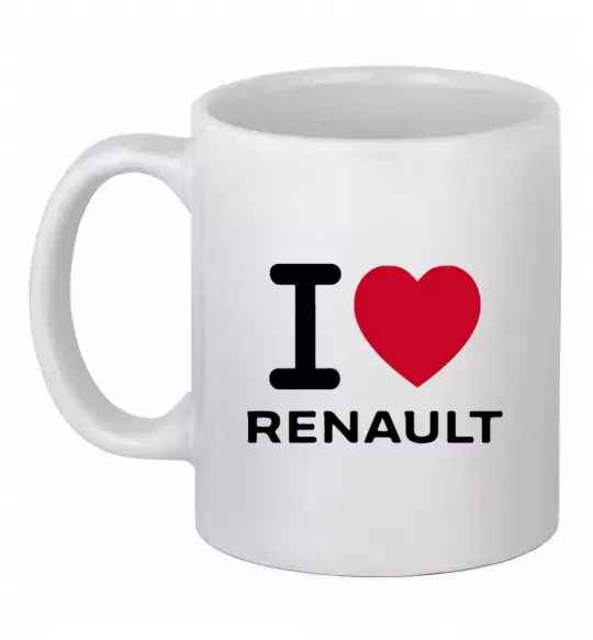 Чашка керамическая I Love Renault Белый фото