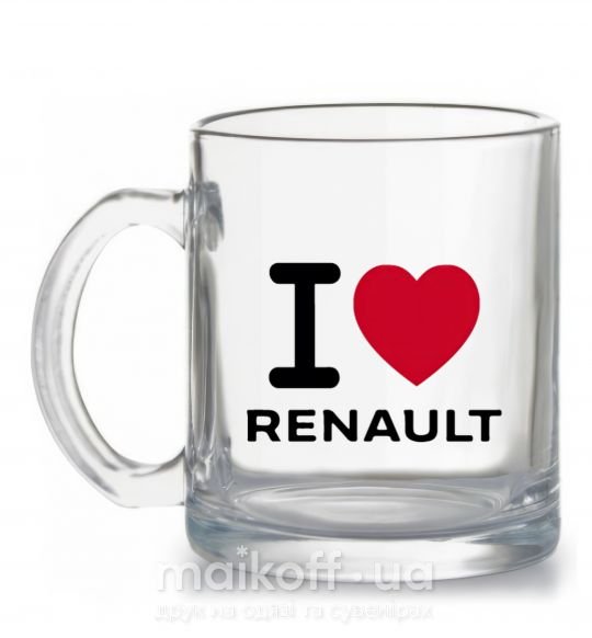 Чашка скляна I Love Renault Прозорий фото