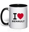 Чашка з кольоровою ручкою I Love Renault Чорний фото