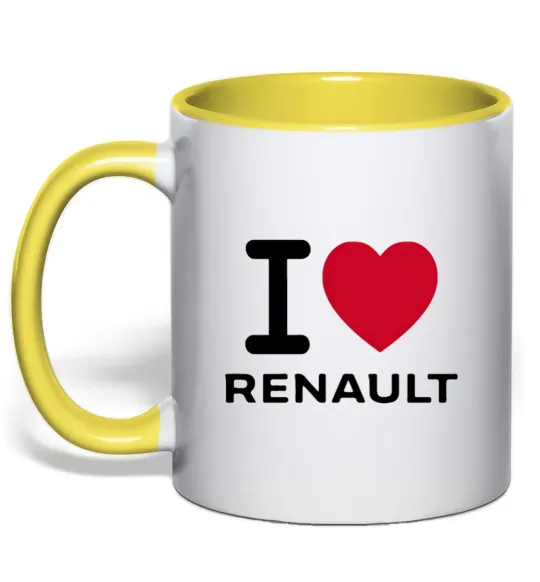 Чашка з кольоровою ручкою I Love Renault Лимонний фото
