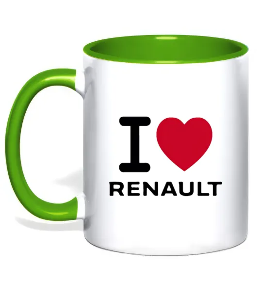 Чашка з кольоровою ручкою I Love Renault Лаймовий фото
