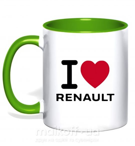 Чашка с цветной ручкой I Love Renault Зеленый фото