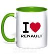 Чашка с цветной ручкой I Love Renault Зеленый фото