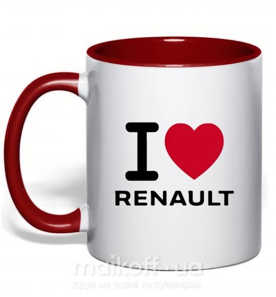 Чашка с цветной ручкой I Love Renault Красный фото