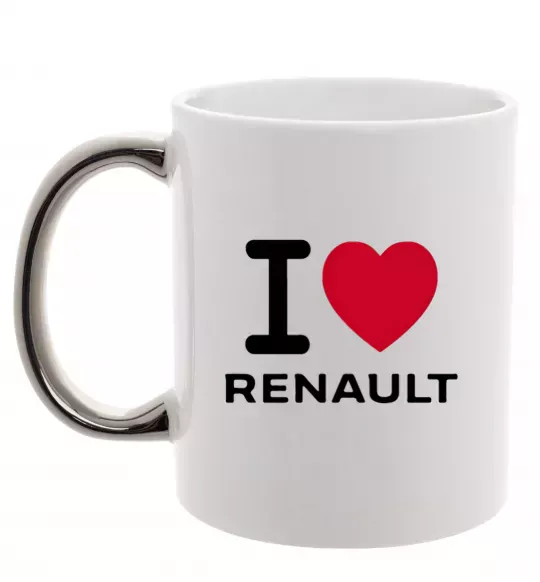 Чашка с цветной ручкой I Love Renault Серебро фото