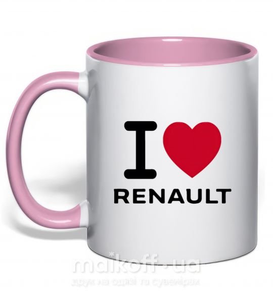 Чашка з кольоровою ручкою I Love Renault Ніжно рожевий фото