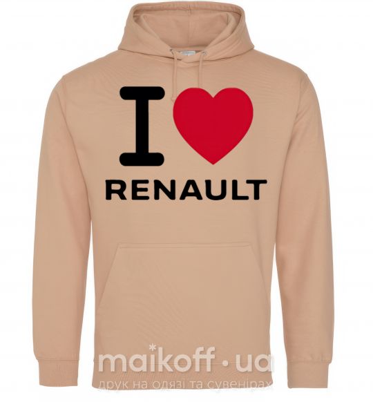 Мужская толстовка (худи) I Love Renault Песочный фото