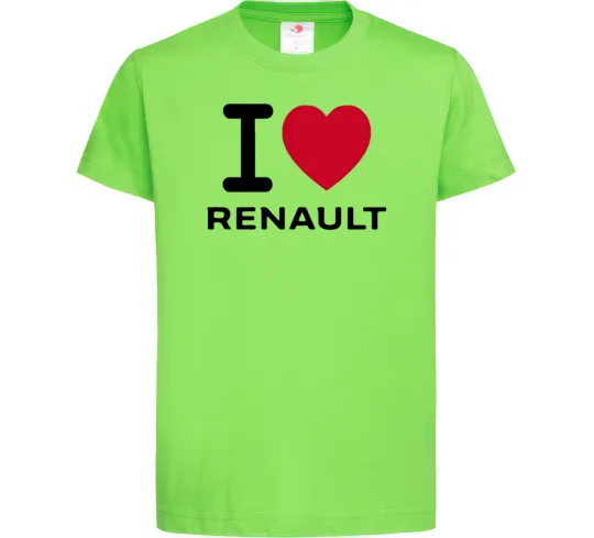 Детская футболка I Love Renault Лаймовый фото