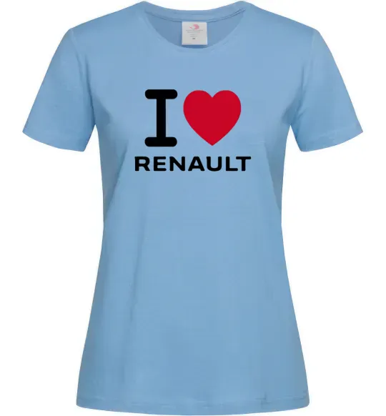 Женская футболка I Love Renault Голубой фото