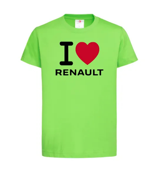 Детская футболка I Love Renault Лаймовый фото
