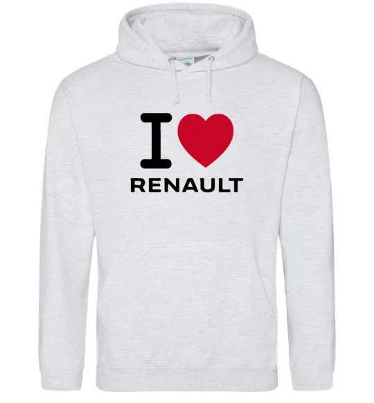 Мужская толстовка (худи) I Love Renault Серый меланж фото