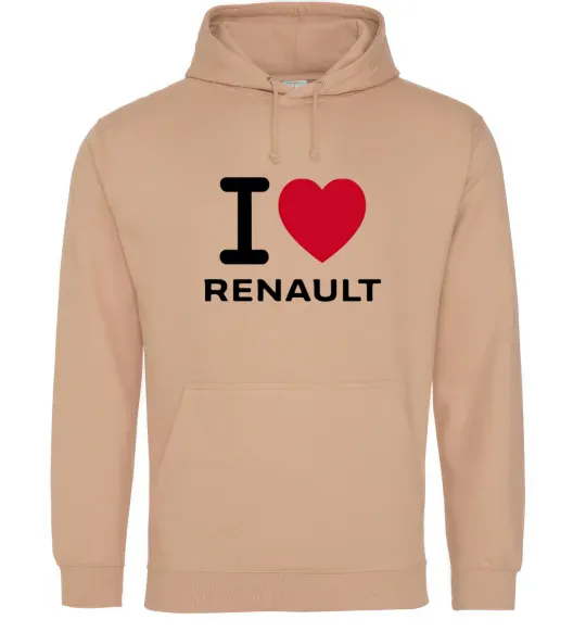 Мужская толстовка (худи) I Love Renault Песочный фото