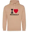 Мужская толстовка (худи) I Love Renault Песочный Мужская толстовка (худи) I Love Renault Песочный фото