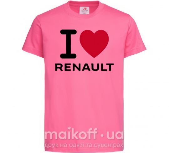 Детская футболка I Love Renault Ярко-розовый фото