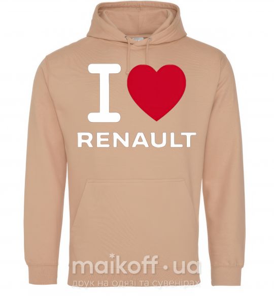 Женская толстовка (худи) I Love Renault Песочный фото